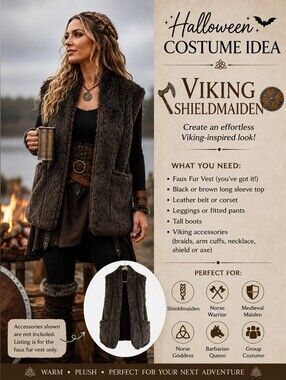 Michela Bari FREE For Humanity Faux Fur Vest Brown Made In Italy OS